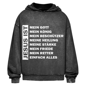 Oversize Washed Hoodie jesus ist mein gott