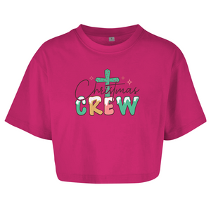 Damen Oversize Crop Top christmas crew