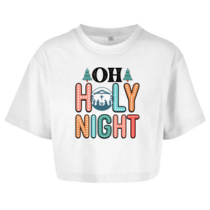 Damen Oversize Crop Top oh holy night