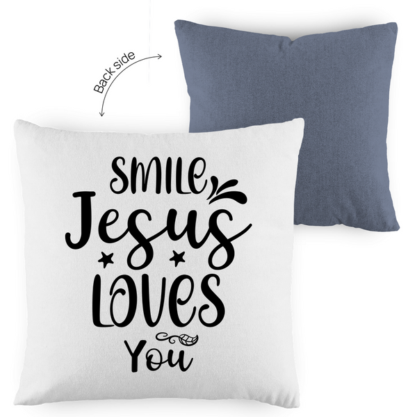 Kopfkissen zweifarbig smile jesus loves you