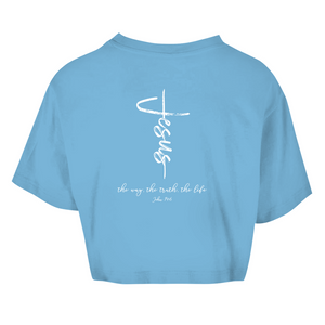 Damen Oversize Crop Top the way the truth the life john 14:6