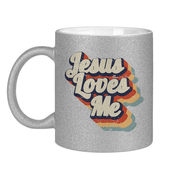 Glitzertasse jesus loves me