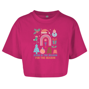 Damen Oversize Crop Top jesus is the reason for the season