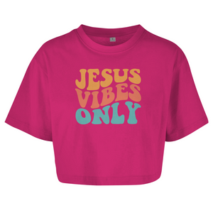 Damen Oversize Crop Top jesus vibes only