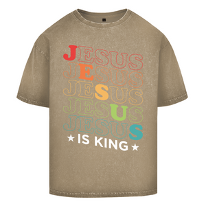Oversize Washed T-Shirt jesus is king retro