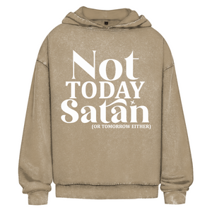 Oversize Washed Hoodie not today satan