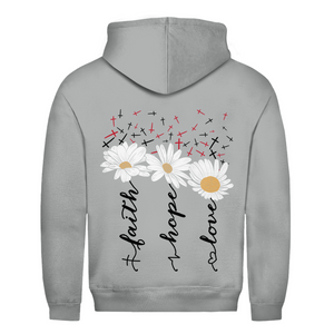 Herren Hoodie faith hope love blumen
