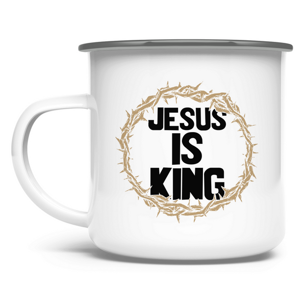 Emaille Tasse jesus is king dornenkrone