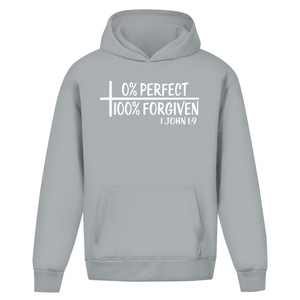 Oversize Hoodie Ohne Kordel 0% perfect 100% forgiven 1 john 1:9