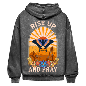 Oversize Washed Hoodie rise up and pray