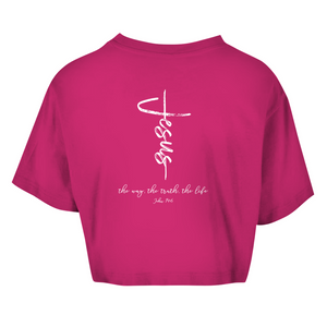 Damen Oversize Crop Top the way the truth the life john 14:6