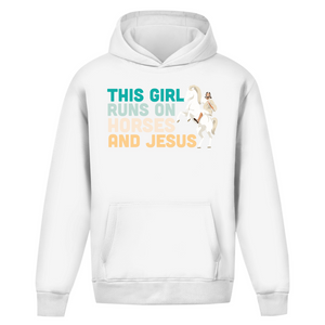 Oversize Hoodie Ohne Kordel this girl runs on horses und jesus reiterin