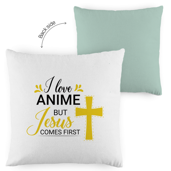 Kopfkissen zweifarbig i love anime but jesus comes first