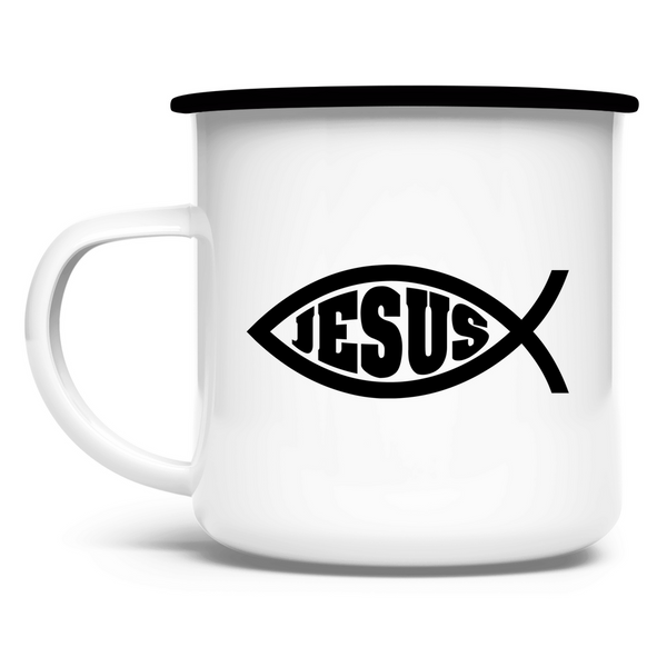 Emaille Tasse Ichthys fisch christliches symbol