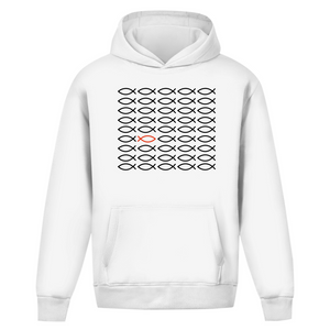 Oversize Hoodie Ohne Kordel fisch symbol ICHTHYS