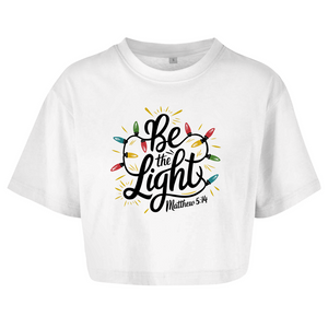 Damen Oversize Crop Top be the light matthew 5:14