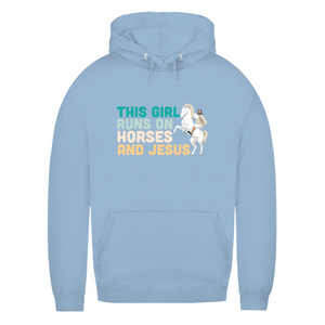 Damen Hoodie this girl runs on horses und jesus reiterin
