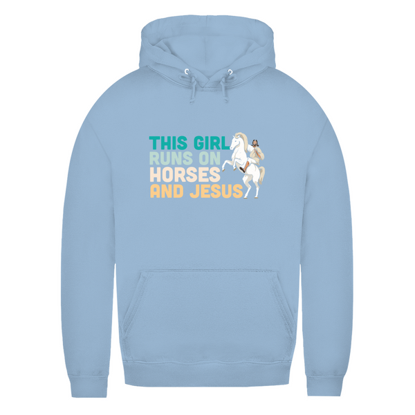 Damen Hoodie this girl runs on horses und jesus reiterin