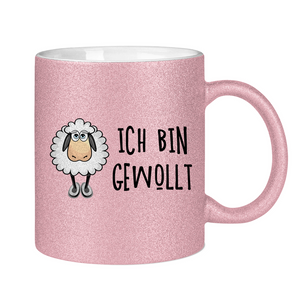 Glitzertasse schaf ich bin gewollt