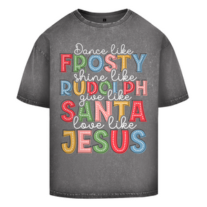 Oversize Washed T-Shirt give like santa love like jesus