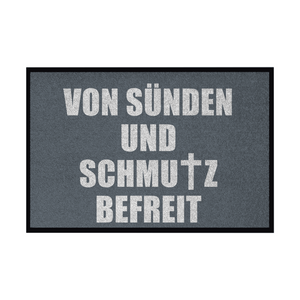 Fußmatte mit Gummirand von sünden und schmutz befreit