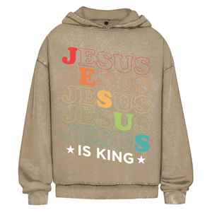 Oversize Washed Hoodie jesus is king retro