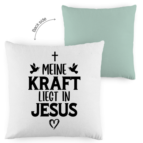 Kopfkissen zweifarbig meine kraft liegt in jesus