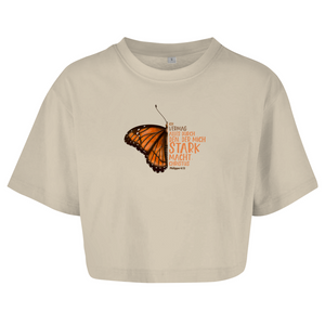 Damen Oversize Crop Top der mich stark macht schmetterling
