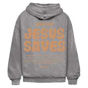 Oversize Washed Hoodie jesus saves john 3:16-17