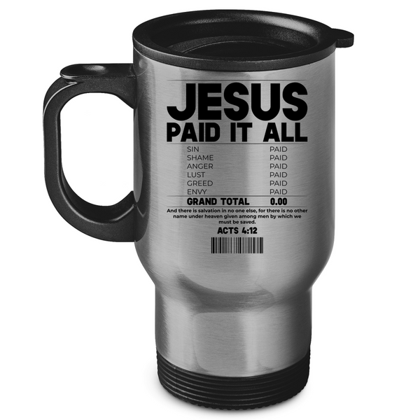 Edelstahl-Thermobecher jesus paid it all