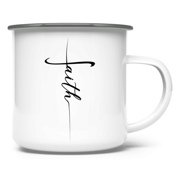 Emaille Tasse faith kreuz