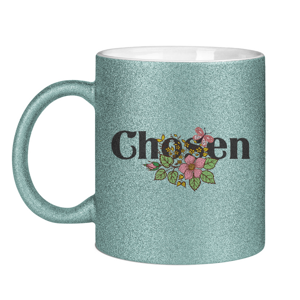 Glitzertasse chosen blumen