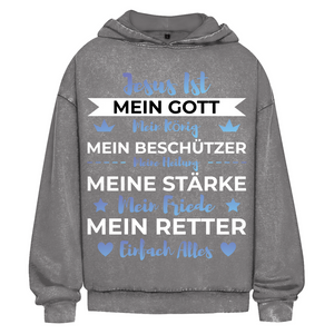 Oversize Washed Hoodie jesus ist mein gott