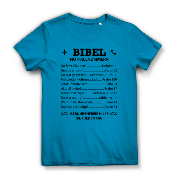 Damen Bio T-Shirt bibel notfallnummern