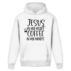 Oversize Hoodie Ohne Kordel jesus in my heart coffee in my hands