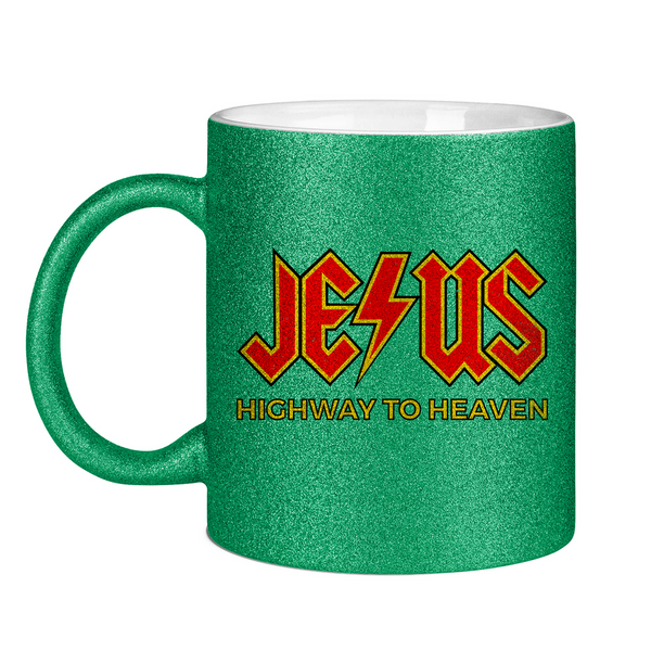 Glitzertasse jesus highway to heaven