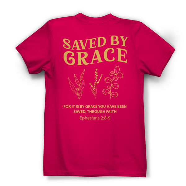 Damen Bio T-Shirt saved by grace ehpesians 2:8-9