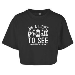 Damen Oversize Crop Top be a light for all to see matthew 5:16