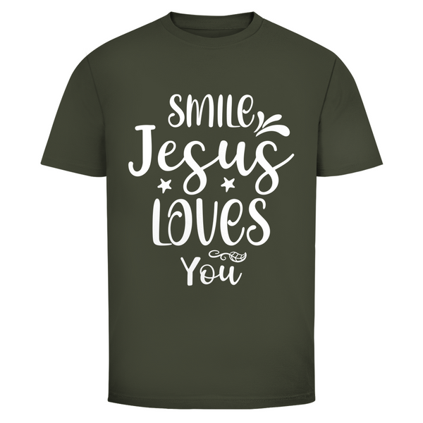 Herren T-Shirt smile jesus loves you