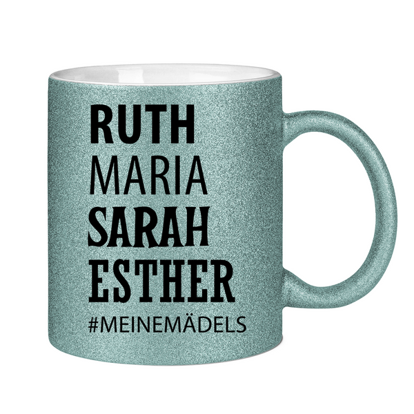 Glitzertasse ruth maria sarah esther