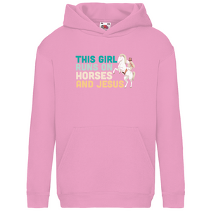 Kinder Hoodie this girl runs on horses and jesus