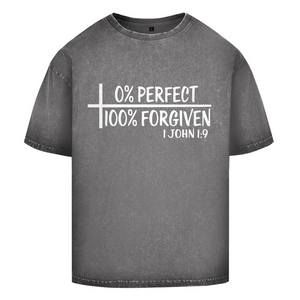 Oversize Washed T-Shirt 0% perfect 100% forgiven 1 john 1:9