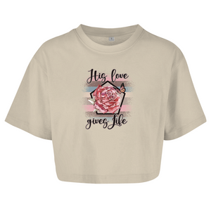 Damen Oversize Crop Top his love gives life