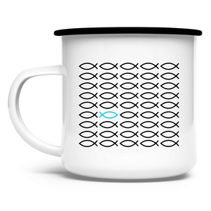 Emaille Tasse Ichthys fisch christliches symbol