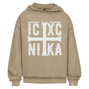 Oversize Washed Hoodie ICXC NIKA orthodox griechisch