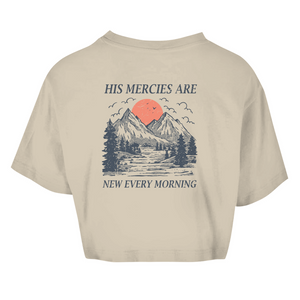 Damen Oversize Crop Top his marcies are new every morning