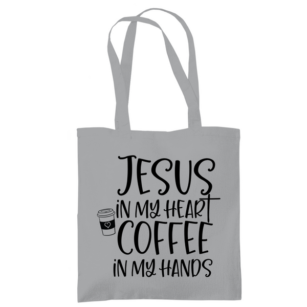 Tragetasche jesus in my heart coffee in my hands