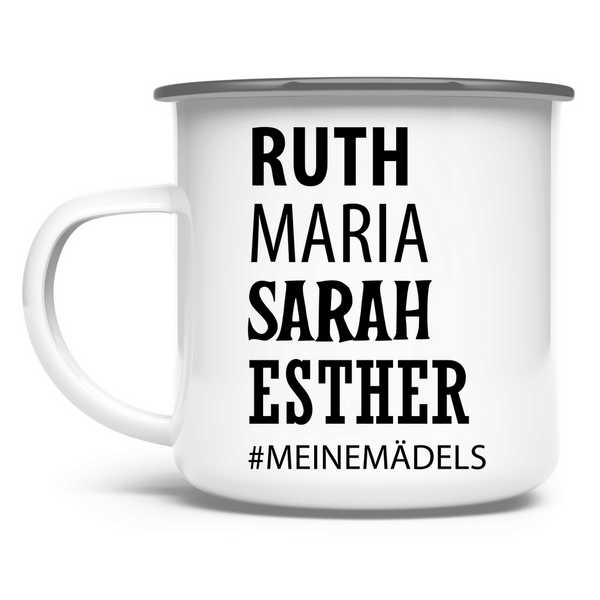 Emaille Tasse ruth maria sarah esther