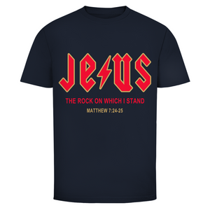 Herren T-Shirt jesus the rock matthew 7:24-25