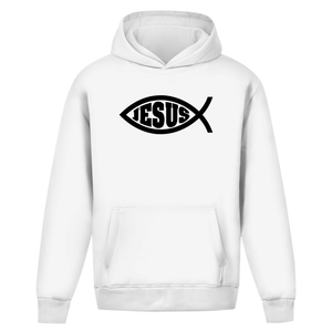 Oversize Hoodie Ohne Kordel fisch symbol ICHTHYS Jesus